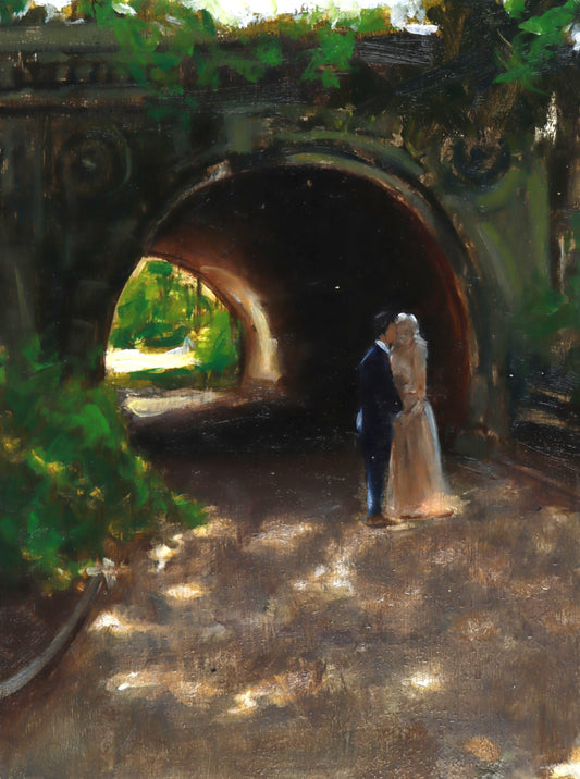 Under the bridge, 9x12, Oil on masonite board, Original