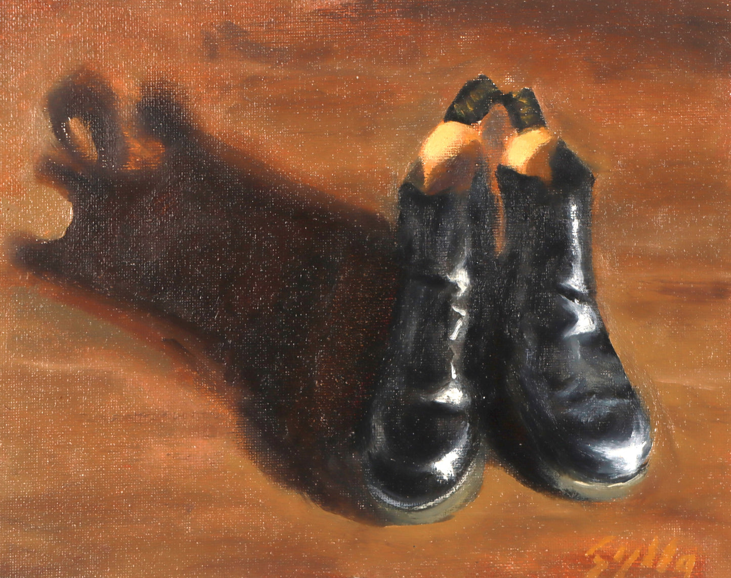 Dr. Martens, Oil painting, 8x10 inches, Oil on canvas board, fine art