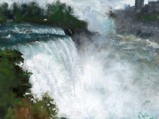 Niagara Fall, Oil painting, 9x12 inches, Oil on masonite board, plein air, fine art